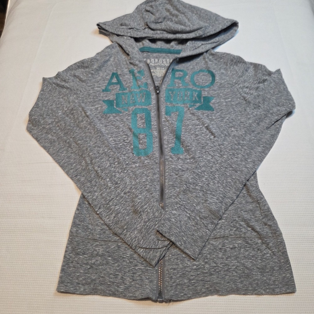 Aeropostale Jacket Hooded Vtg Y2k Grey Xs